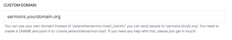 Custom domain form example