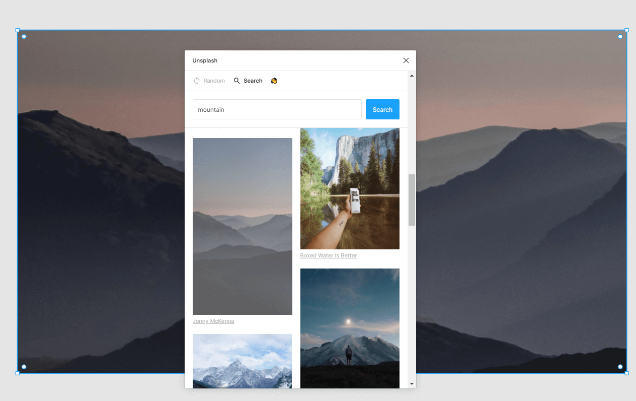 Select an Unsplash image