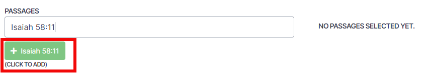 Bible passage select: click add