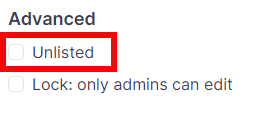 Unlisted checkbox